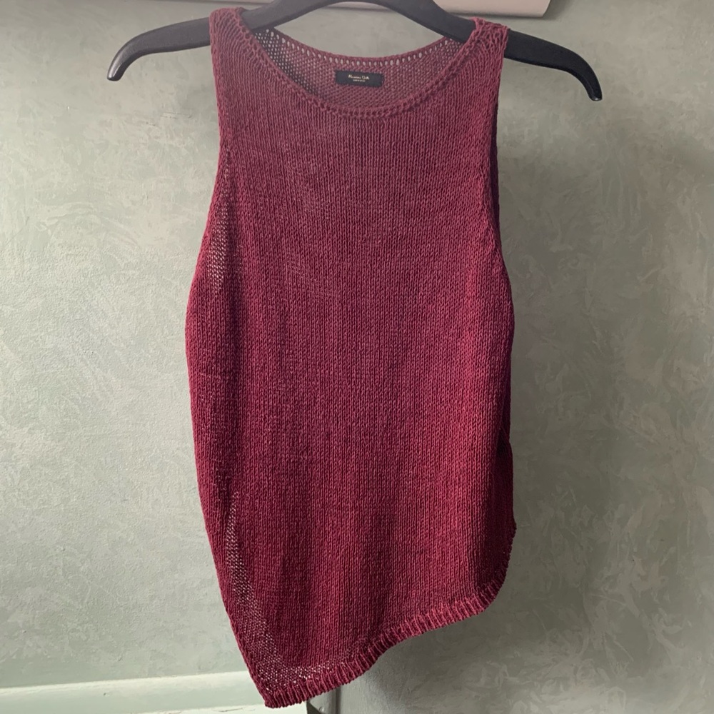 Massimo Dutti Womens Wine sleeveless Knit top Small